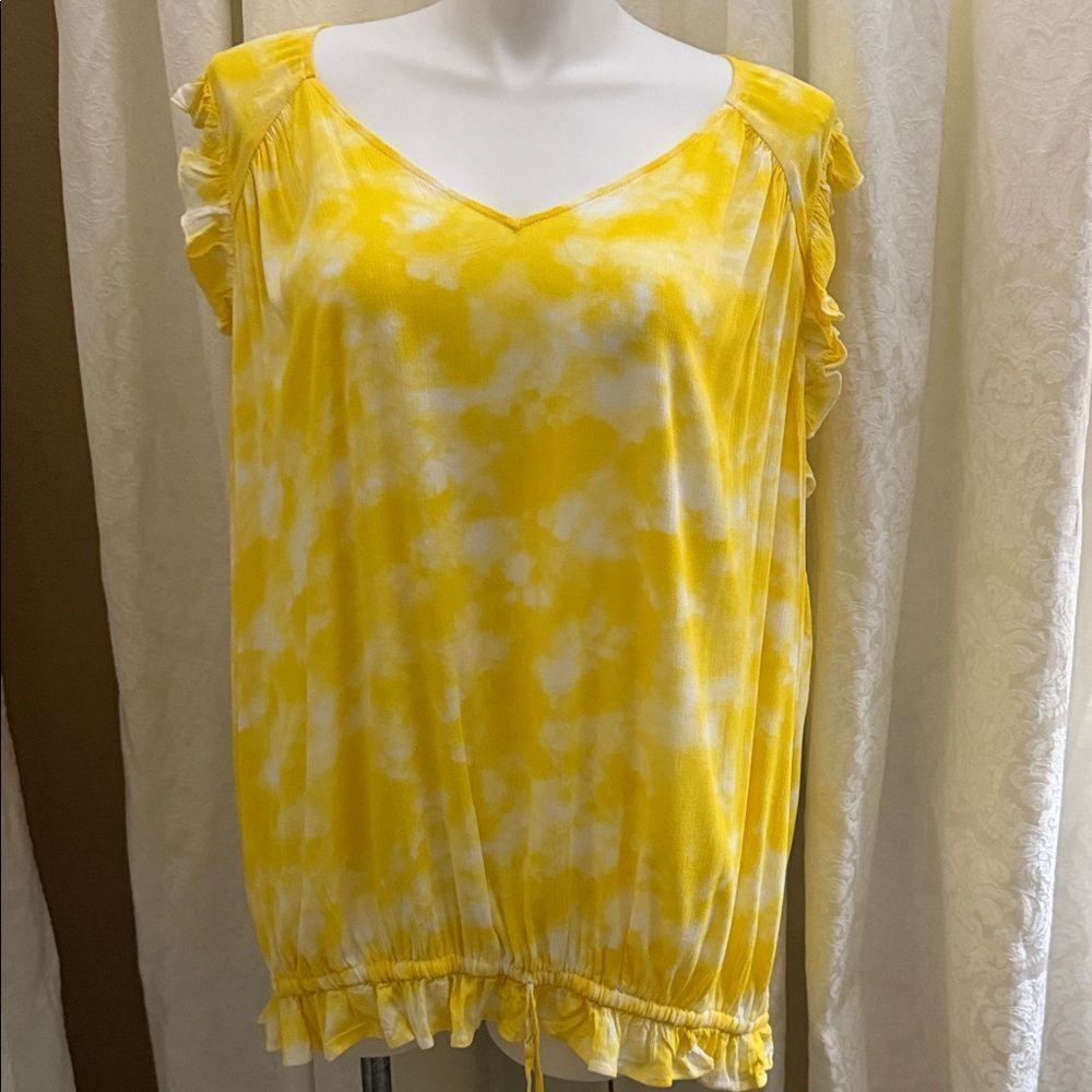 Lane Bryant Yellow Tie-Dye Blouse